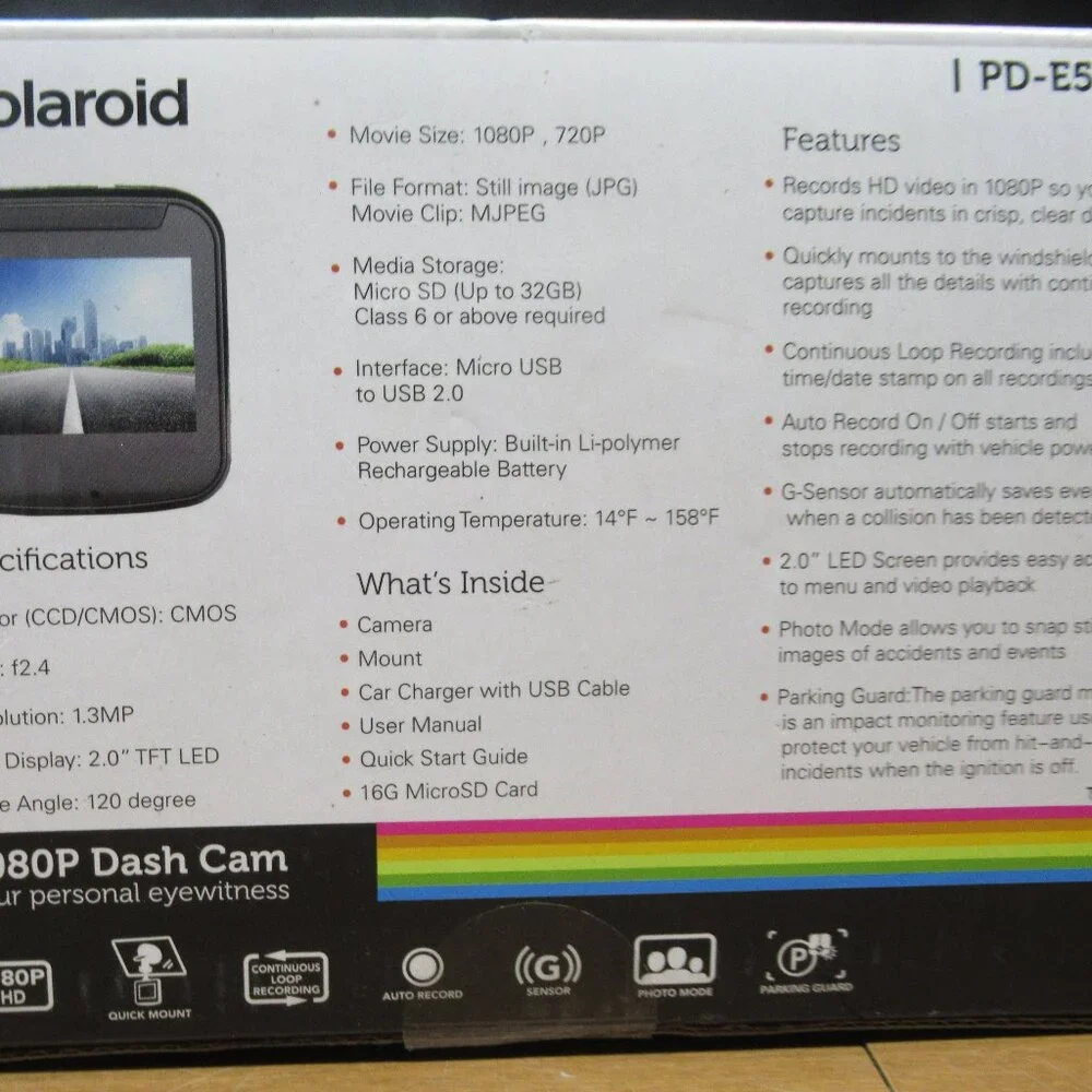 Polaroid PD-E53H 1080P Dash Cam